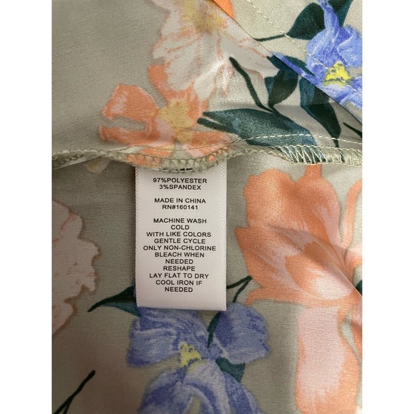 Frye Women’s Drawstring Waist V-Neck Midi Dress Last Dance Sage Floral - Picture 7 of 7